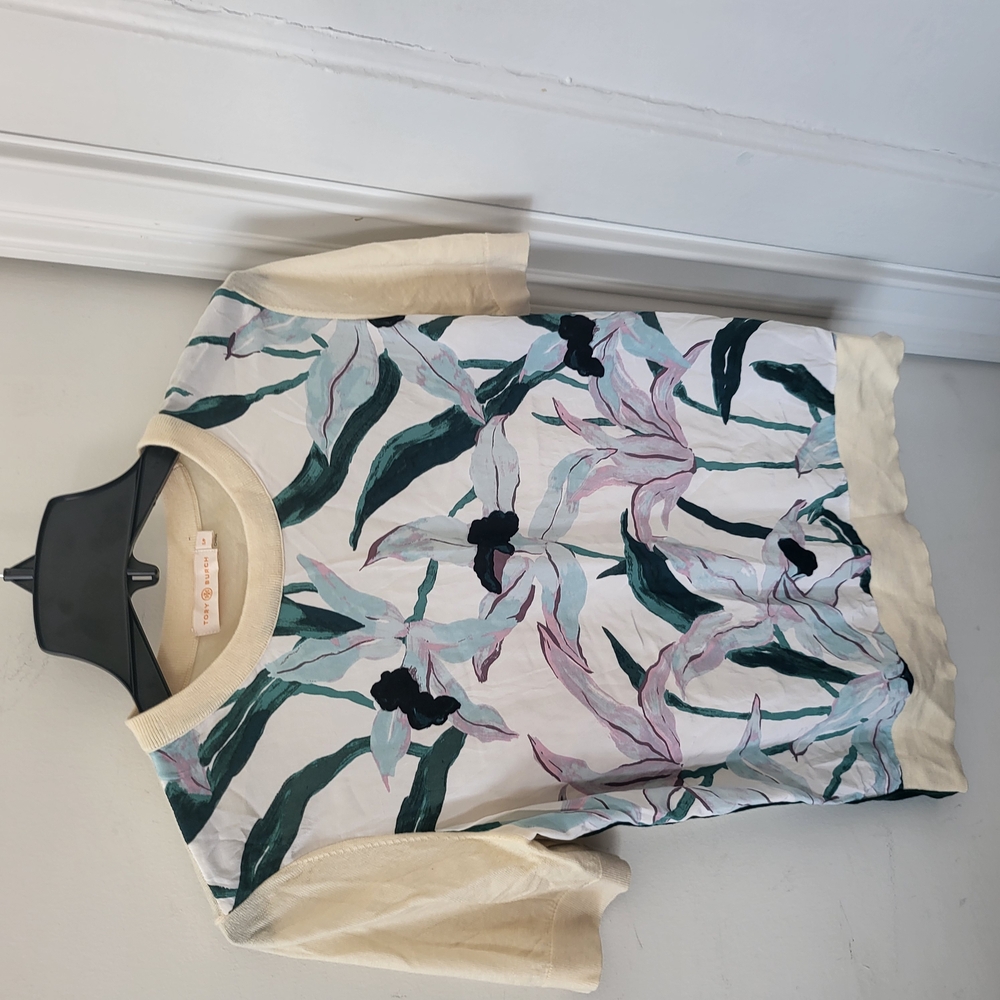 Tory Burch Floral Print Short Sleeve Top